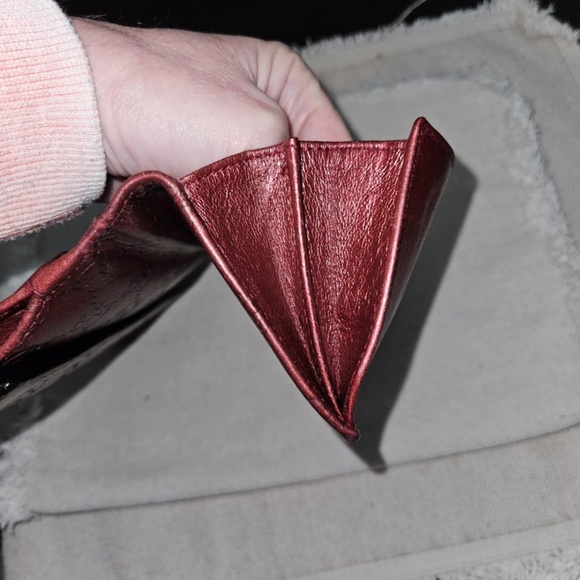 Auth GUCCI Long Wallet Lovely Heart Logo GG Patterned Issima Leather Bordeaux - Picture 8 of 11